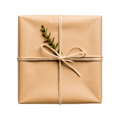 Gift Wrapped in Plain Brown Paper with Eco-Friendly Ribbon – Minimalist and Sustainable Packaging Concept