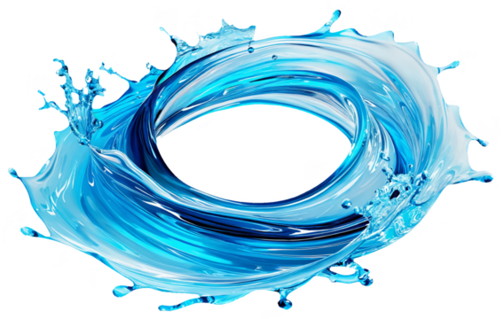 Dynamic Blue Water Splash Ring on Transparent Background for Beverage Advertising, Motion Graphics, and Product Design