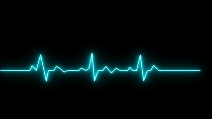 Neon heartbeat icon on black background. Electrocardiogram. Heart pulse. Neon heartbeat signal and pulse rate signal icon.