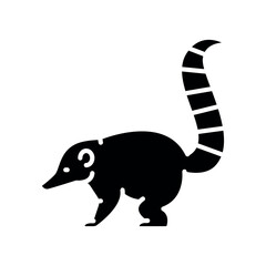 coati black flat icon for digital and print projects. South american animals.
