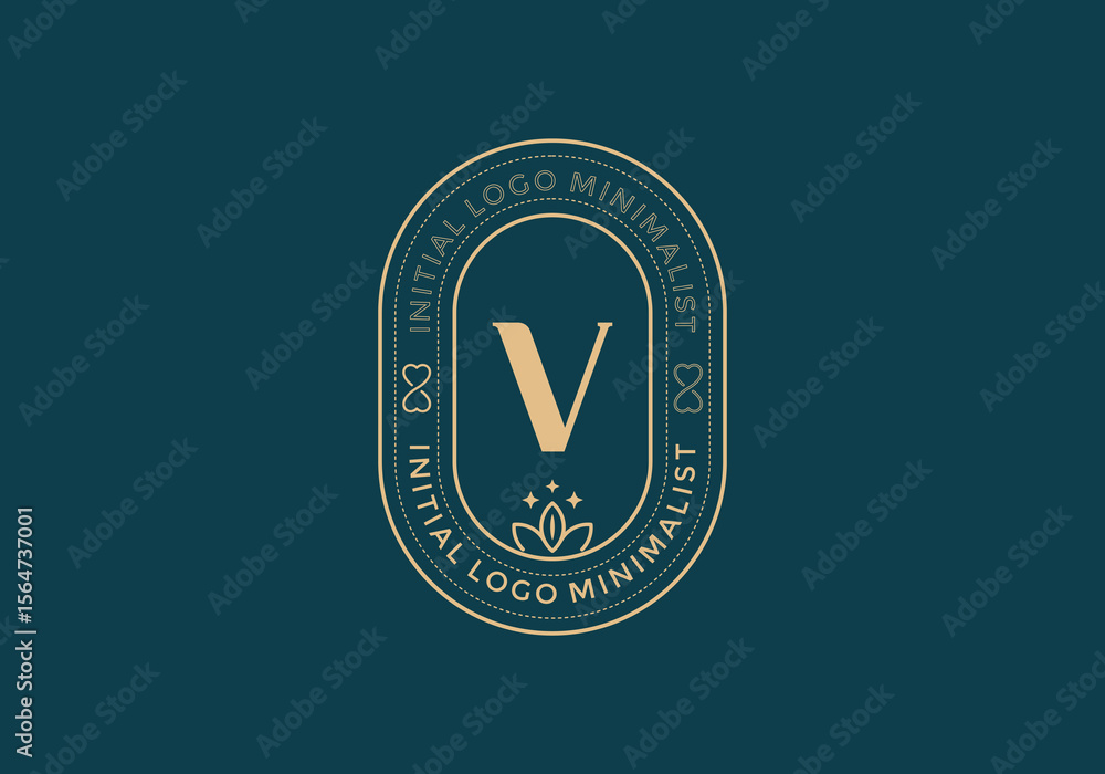 Fototapete elegant initial v minimal logos in retro style