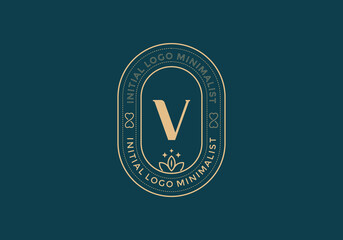 Elegant Initial V minimal logos in retro style