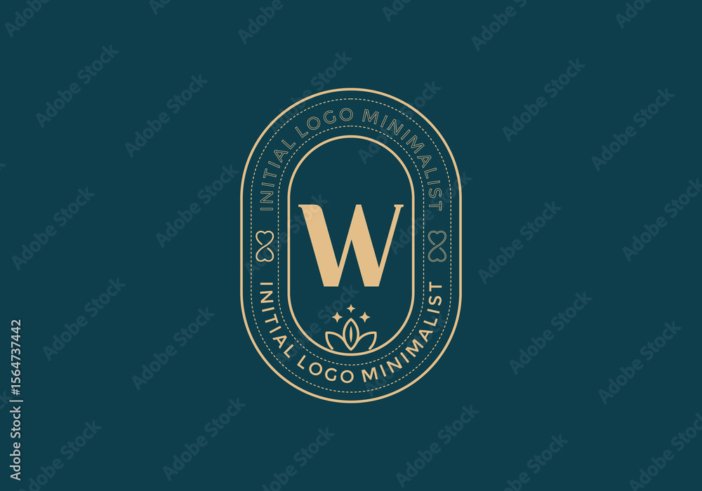 Fototapete elegant initial w minimal logos in retro style