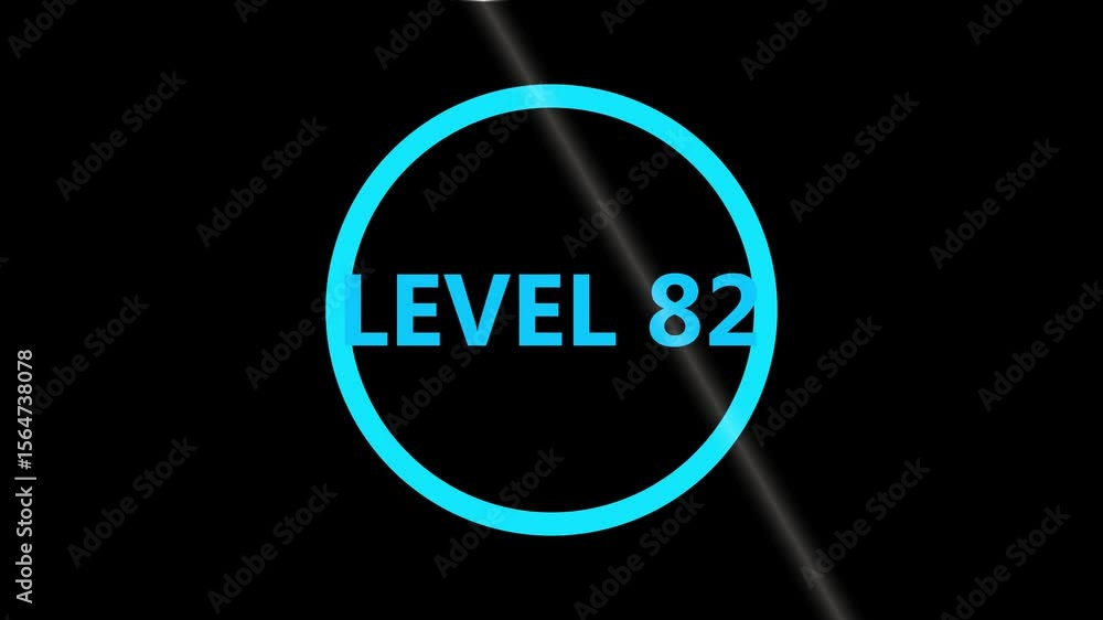 Poster level 82 text animation. level eight text font, level up text animation. level- 82 text animation