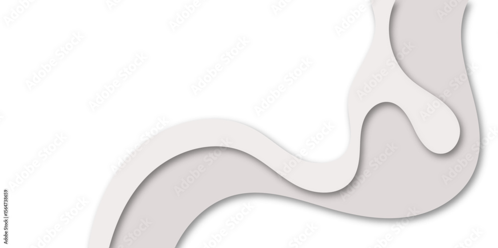 Poster abstract layered paper cut wave design in soft gray tones with smooth curves and 3d shadows. minimal