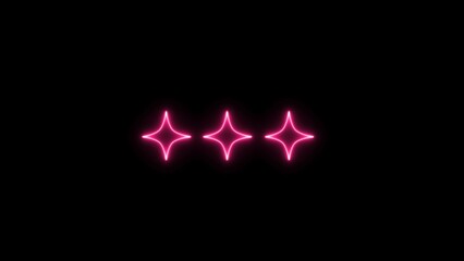 Neon light star frame rotation loading background illustration. Neon pink color star moving light illustration.