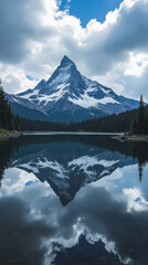 Mount Shuksan Washington USA Sharp Peak Mirrored in Glassy Alpine Lake with Dramatic Clouds