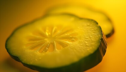 Fresh Cucumber Slice Close Up