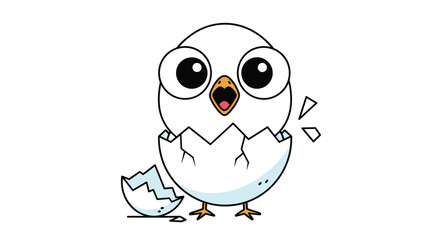 Fototapeta premium A Chick Hatches From Its Egg Open Mouthed