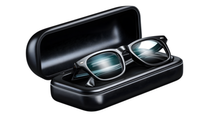 High quality, realistic photo of Folding reading glasses pocket case, isolated on transparent background, product photography style