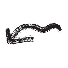 Hand-drawn Grunge Arrow Vector Illustration of a Wavy, Textured Black Arrow