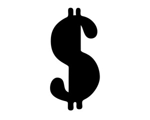 Stylized black dollar sign currency symbol for finance and investment