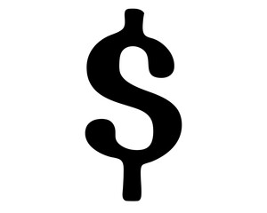 A stylized black dollar sign standing out against a white background