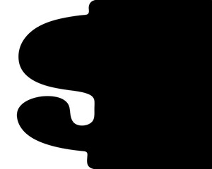 Abstract Black and White Coffee Mug Silhouette Illustration with Rounded Edges