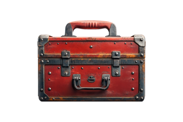 Portable Tool Box with Handle Isolated on Transparent Background