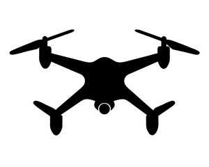 Silhouette of a drone with four rotors ready for flight or surveillance