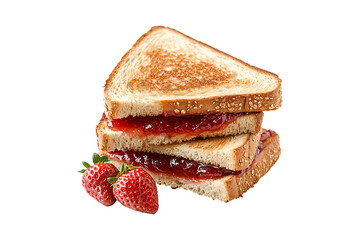 Toast Sandwich with Strawberry Jam Isolated on Transparent Background