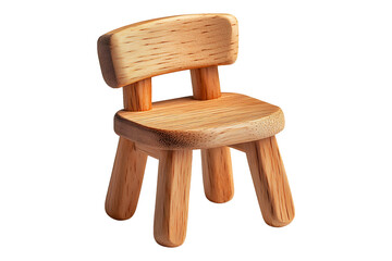Tiny Wooden Toy Chair Isolated on Transparent Background
