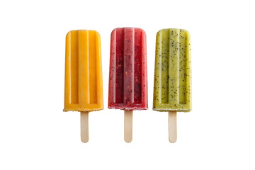 Three Popsicle Treats Isolated on Transparent Background