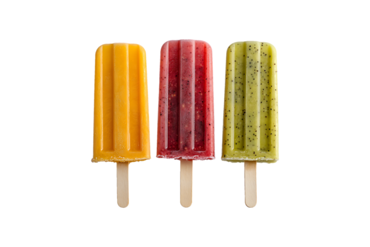 Three Popsicle Treats Isolated on Transparent Background