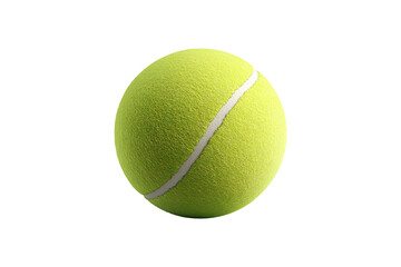 Bright Green Tennis Ball with White Seam Isolated on Transparent Background