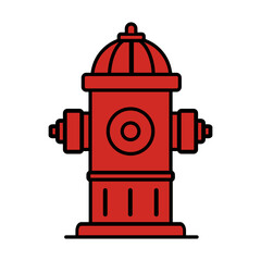 Crisp vector illustration of a red fire hydrant with bold black outline, showcasing a minimalist yet iconic design