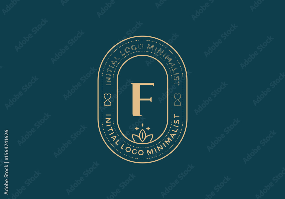 Poster elegant initial f minimal logos in retro style