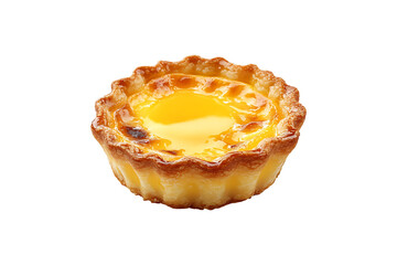 Homemade Egg Tart with Flaky Crust Isolated on Transparent Background