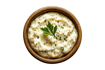 Tartar Sauce in White Ceramic Bowl Isolated on Transparent Background