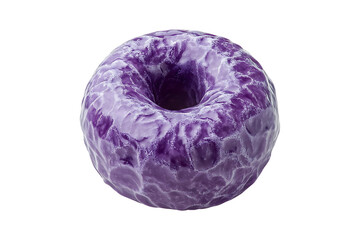 Glazed Taro Donut with Purple Icing Isolated on Transparent Background