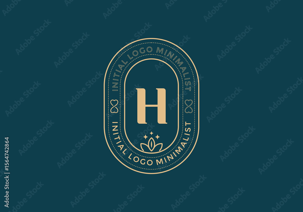 Poster elegant initial h minimal logos in retro style