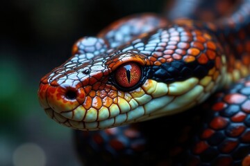 Obraz premium Intricate Scales and a Captivating Gaze A Close-Up of a Reptile's Head