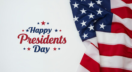 Obraz premium Happy Presidents Day! Patriotic Celebration with American Flag & Festive Greetings for a Memorable Holiday