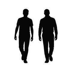 Vector art of silhouettes of two men isolated on white background