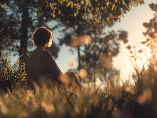 silhouette of a man in a forest