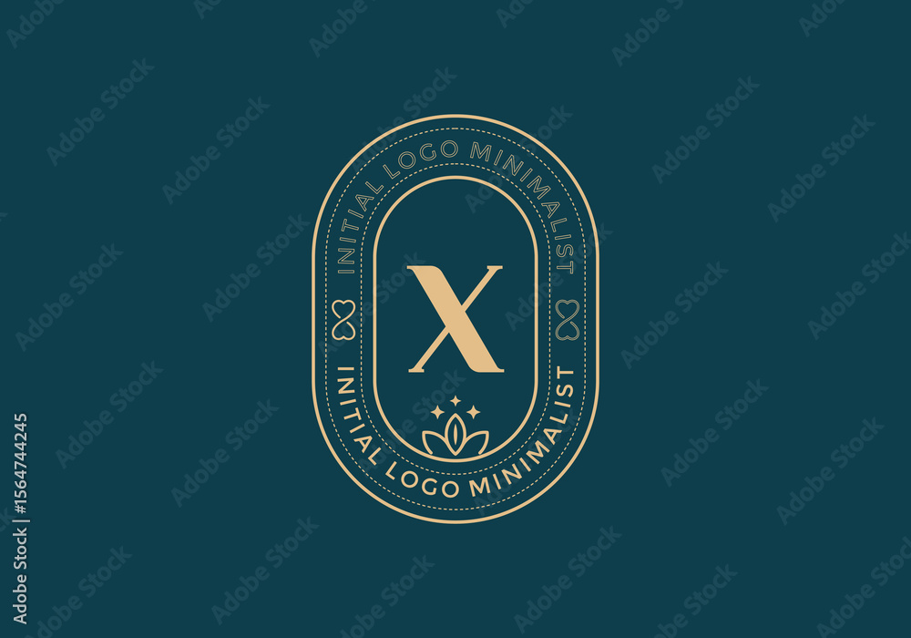 Fototapete elegant initial x minimal logos in retro style