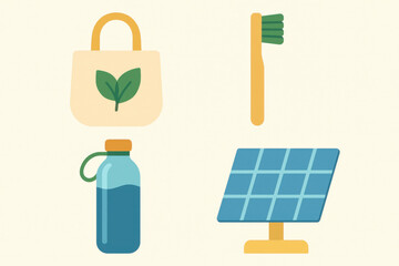 Eco friendly reusable items promoting sustainable lifestyle