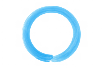 Light blue circular brush stroke creating seamless painted ring, transparent background highlighting artistic graphic design element