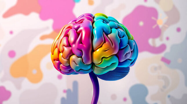 Colorful brain illustration symbolizing creative and analytical thinking