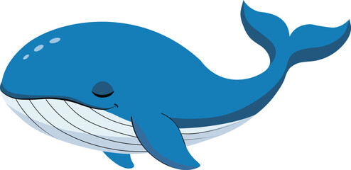 Cute Blue Cartoon Whale – Happy Smiling T-Shirt Design Illustration