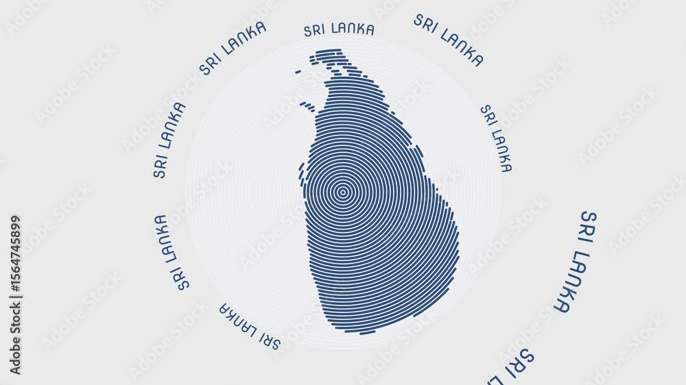 Poster sri lanka shape with dynamic circles visual effect. animation of sri lanka logo appearing from rotat