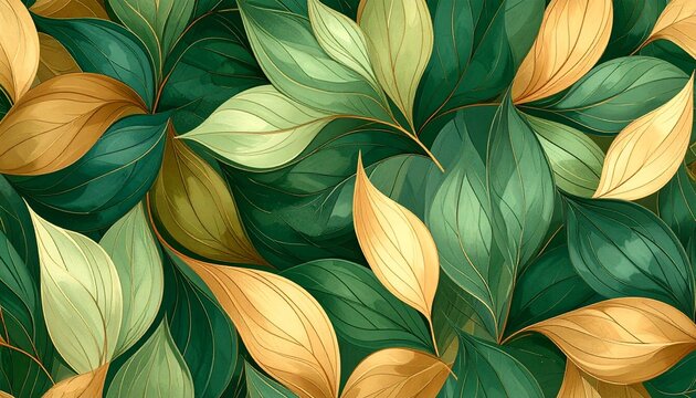 Green and Gold Leaf Pattern Design
