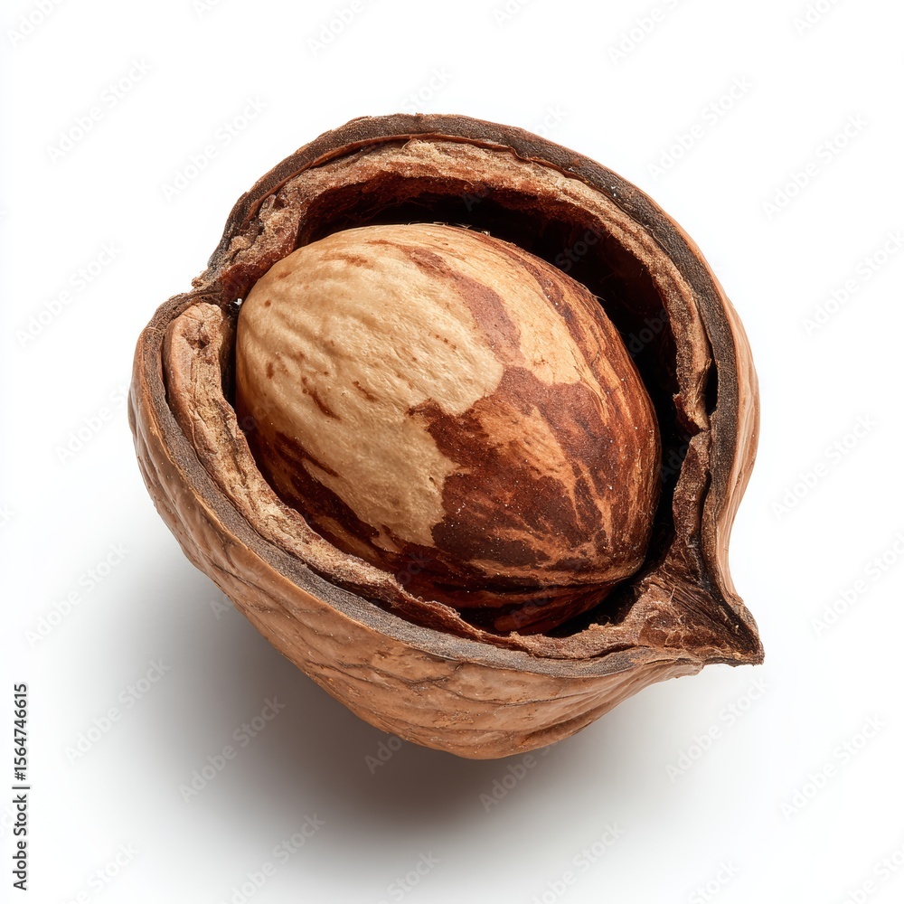 Poster hazelnut in shell, close-up view of hazelnut