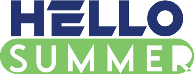 Hello Summer Text Design – Vibrant Blue and Green Typography for T-Shirts