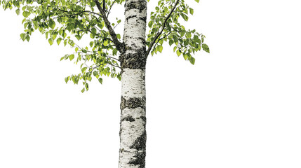 Fototapeta premium Tall and slender poplar tree with lush green branches and leaves isolated on transparent background. PNG