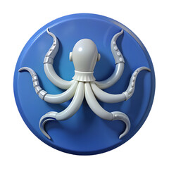 Cartoonish 3D Octopus in a Blue Circle Frame