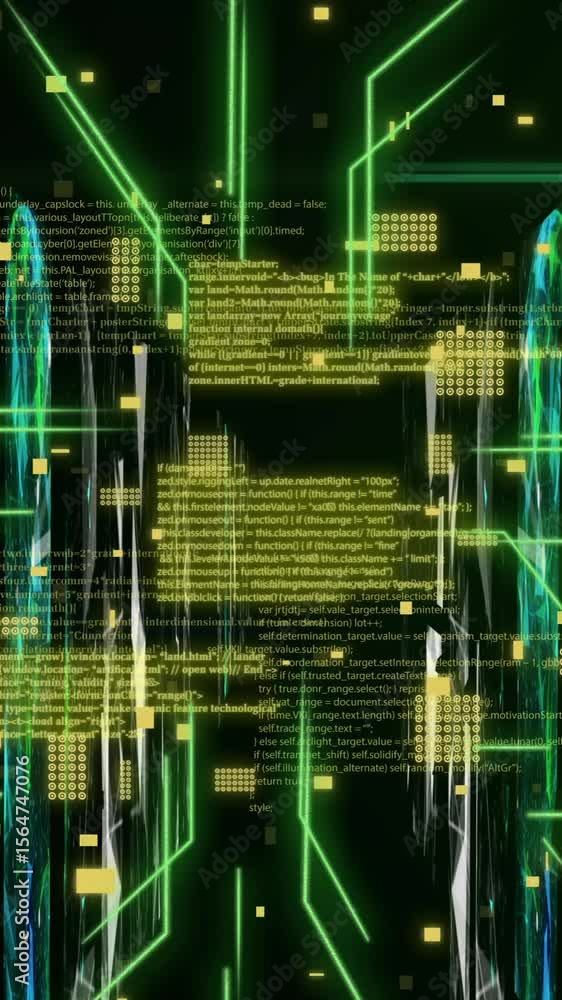 Poster animation of connections and data processing over computer servers