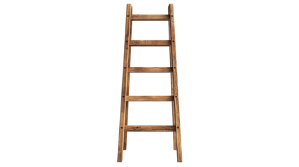 Solid wooden stairs isolated on transparent background. PNG