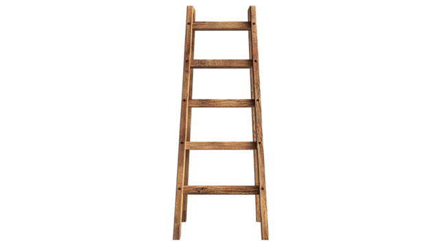 Solid wooden stairs isolated on transparent background. PNG