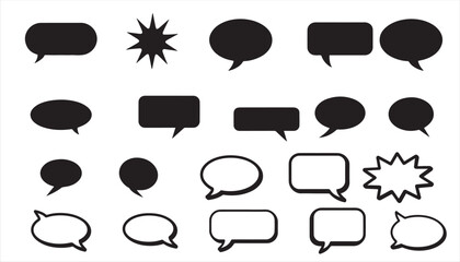 Speech Bubble Vector Icons Set | Comic Chat Balloons and Thought Cloud Silhouettes

